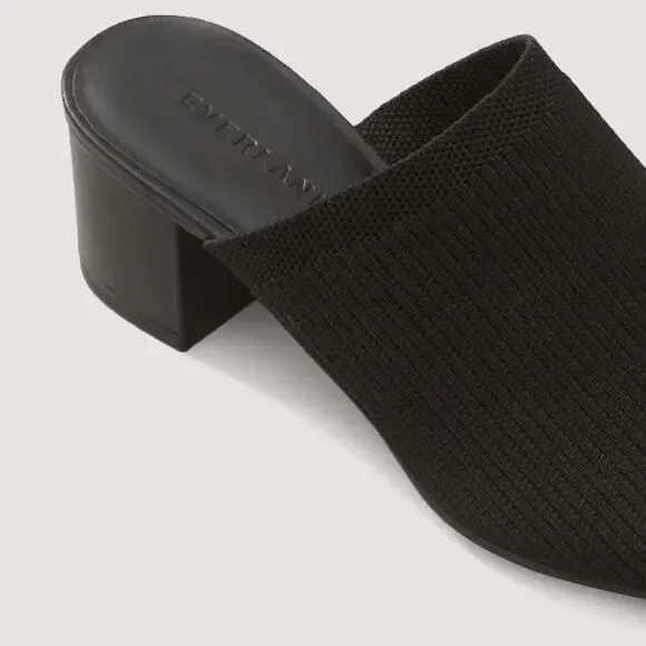Everlane Glove Mule ReKnit Black Square Toe Block Heel Size 7.5 Sustainable Shoe - Picture 4 of 8